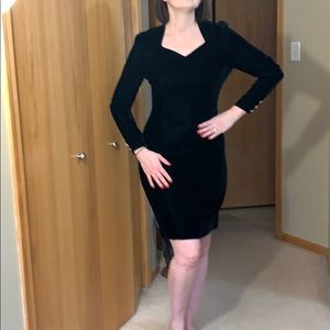 Beautiful black velvet long sleeve dress